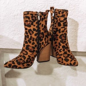 Suede leopard booties